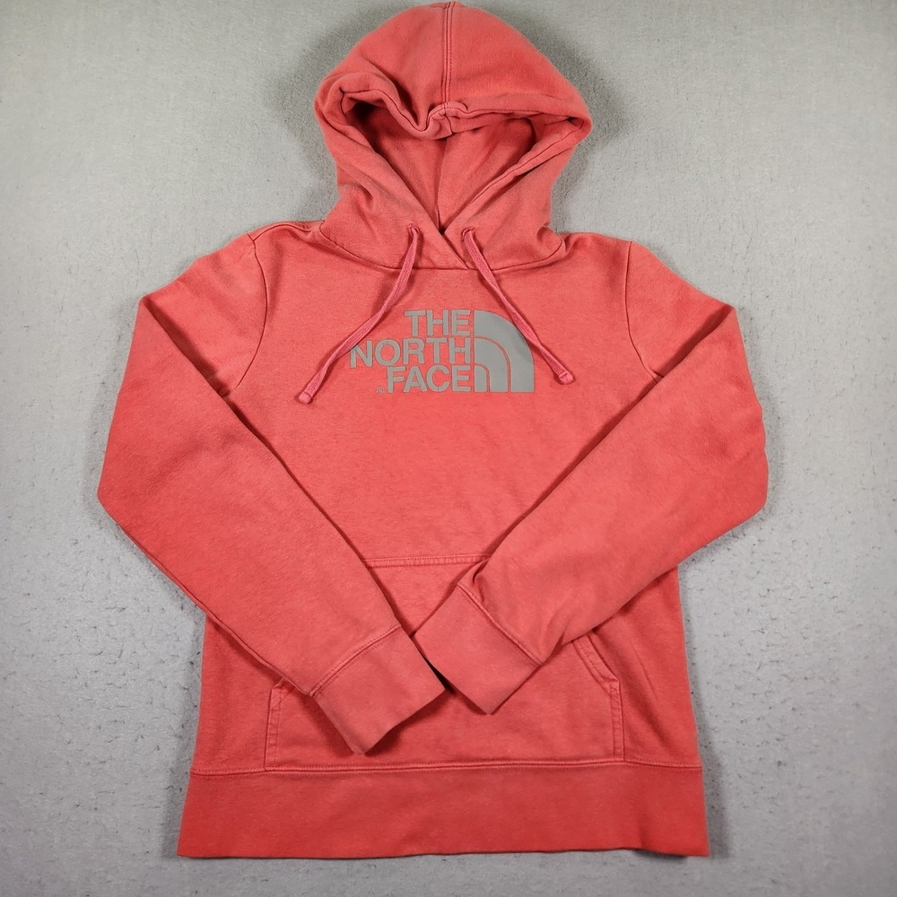 The North Face Womens S Hoodie Sweatshirt Red Half Dome Logo Pullover